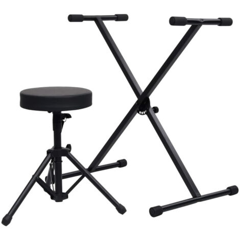 Ensemble de support de clavier et de tabouret Noir (1/5)