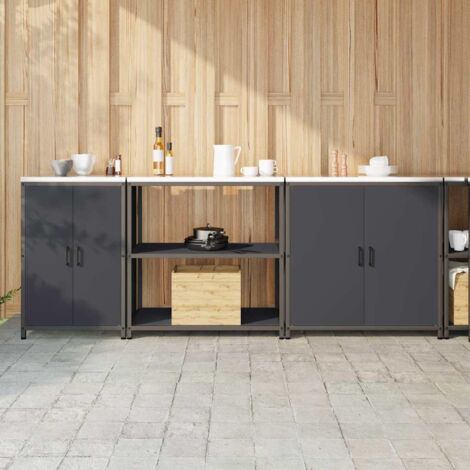 vidaXL Ensemble de rangement cuisine HATTEM 3 pcs Anthracite