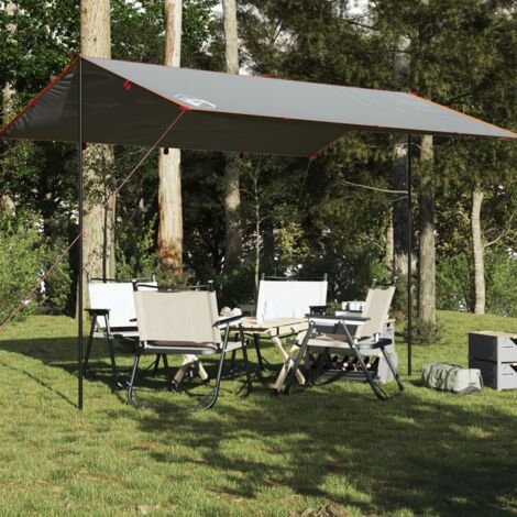 vidaXL Bâche de camping gris et orange 400x294 cm imperméable