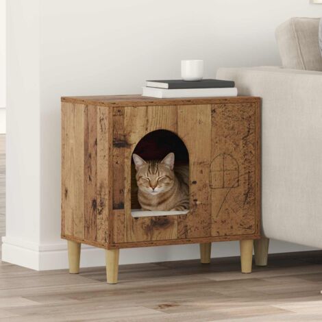 vidaXL Maison pour chat Bois ancien 51 x 30 x 52 cm Bois d'ingénierie