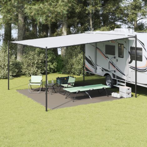 vidaXL Tent Carpet Folding Manual Light Grey 400 x 400 cm Polyethylene (1/5)