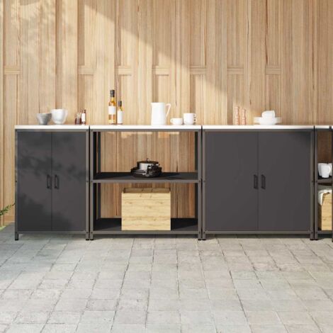 vidaXL Ensemble de rangement cuisine HATTEM 3 pcs Noir