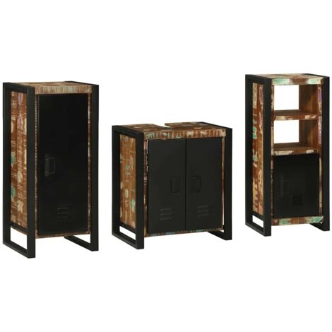 vidaXL Ensemble de mobilier de salle de bain 3 pcs Bois Recyclé Solide (1/5)