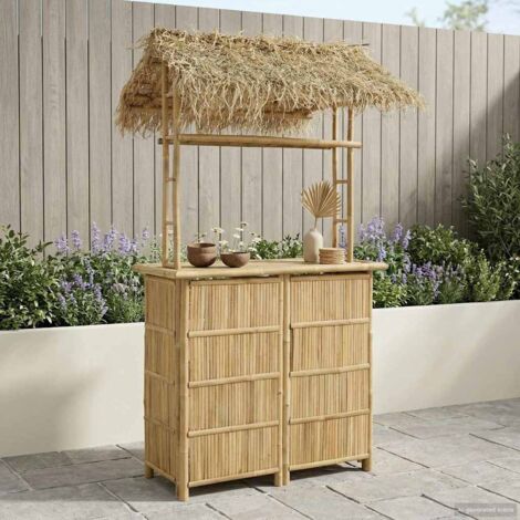 vidaXL Table de bar extérieure Naturel 115 x 95 x 215 cm Bambou