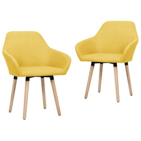 Chaises à manger lot de 2 jaune tissu vidaXL (1/5)