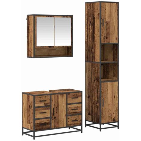 vidaXL Ensemble de mobilier de salle de bain 3 pcs Bois Ancien (1/5)