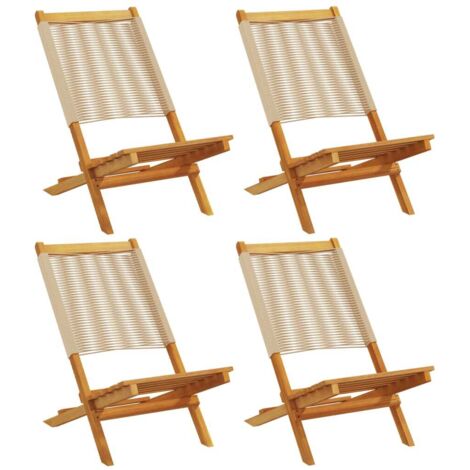 vidaXL Chaises de jardin pliantes lot de 4 beige bois d'acacia massif