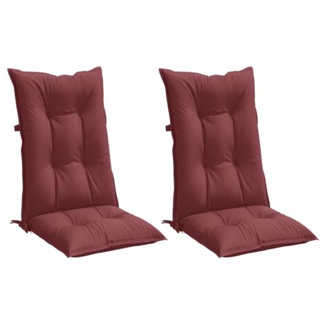 Coussins de chaise dossier haut lot de 2 rouge bordeaux mélangé vidaXL