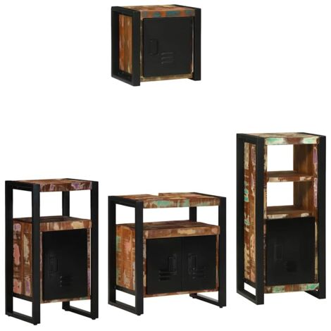 vidaXL Ensemble de mobilier de salle de bain 4 pcs Bois Recyclé Solide (1/5)