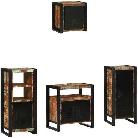 vidaXL Ensemble de mobilier de salle de bain 4 pcs Bois Recyclé Solide (1/5)