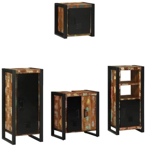 vidaXL Ensemble de mobilier de salle de bain 4 pcs Bois Recyclé Solide (1/5)
