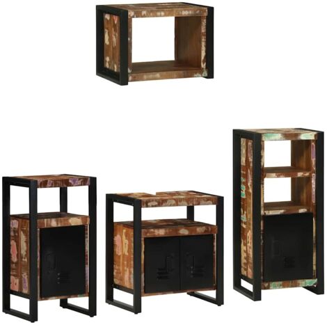 vidaXL Ensemble de mobilier de salle de bain 4 pcs Bois Recyclé Solide (1/5)