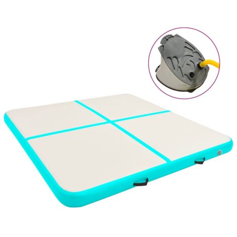 vidaXL Inflatable Gymnastics Mat with Pump 200x200x15 cm PVC Green