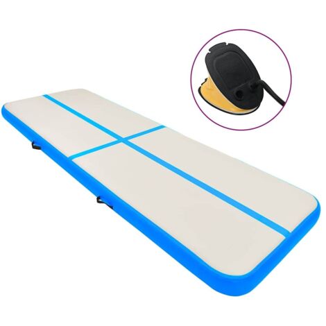 vidaXL Inflatable Gymnastics Mat with Pump 400x100x20 cm PVC Blue