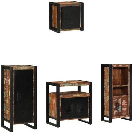 vidaXL Ensemble de mobilier de salle de bain 4 pcs Bois Recyclé Solide (1/5)