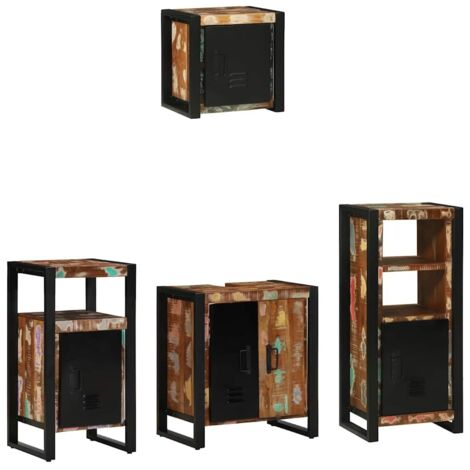 vidaXL Ensemble de mobilier de salle de bain 4 pcs Bois Recyclé Solide (1/5)