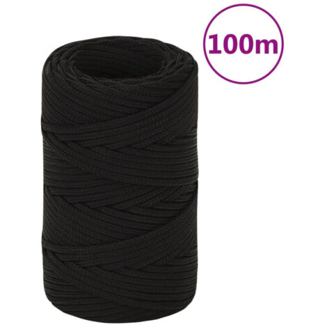 vidaXL Corde de travail Noir 2 mm 100 m Polyester