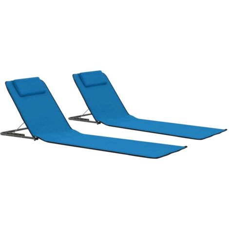 vidaXL Tapis de plage pliables 2 pcs Acier et tissu Bleu (1/5)