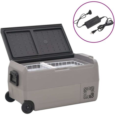 vidaXL Glacière avec roue et adaptateur noir et gris 36 L PP et PE