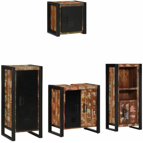 vidaXL Ensemble de mobilier de salle de bain 4 pcs Bois Recyclé Solide (1/5)