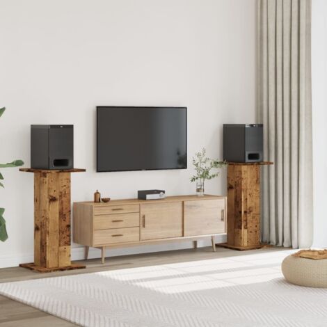 vidaXL Supports de haut-parleurs 2 pcs vieux bois bois d'ingénierie