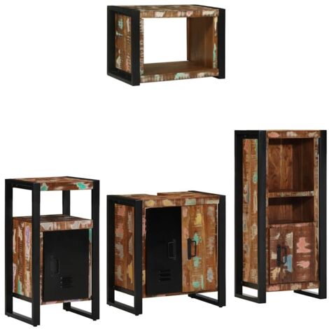 vidaXL Ensemble de mobilier de salle de bain 4 pcs Bois Recyclé Solide (1/5)