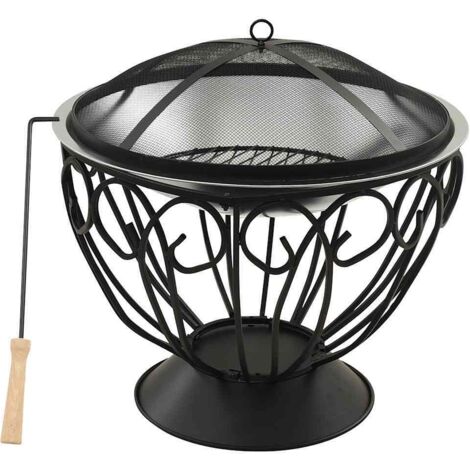 vidaXL Foyer et barbecue avec tisonnier 2 en 1 59x59x60 cm Inox (1/5)