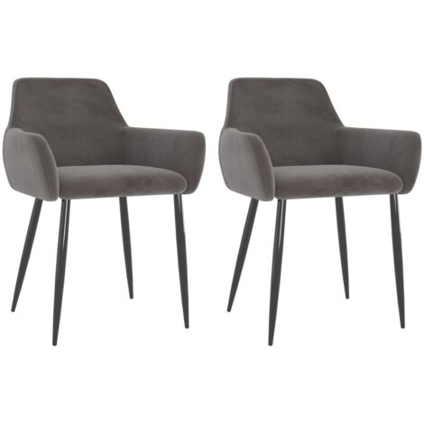 vidaXL Chaises à manger lot de 2 Gris foncé Velours (1/5)