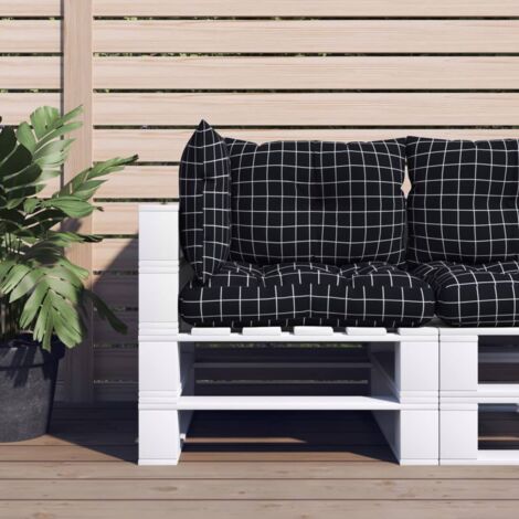 Coussins de palette 3 pcs motif à carreaux noir tissu Oxford