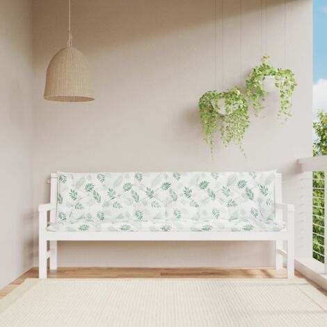 Coussins de banc de jardin lot de 2 motif de feuilles tissu