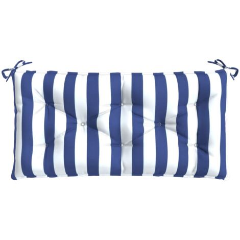 Coussin de banc de jardin rayures bleues et blanches 110x50x7cm vidaXL (1/5)