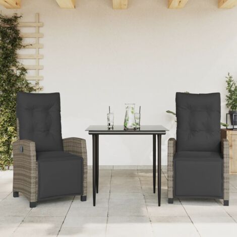 vidaXL Ensemble à manger de jardin 3 pcs coussins gris résine tressée (1/5)