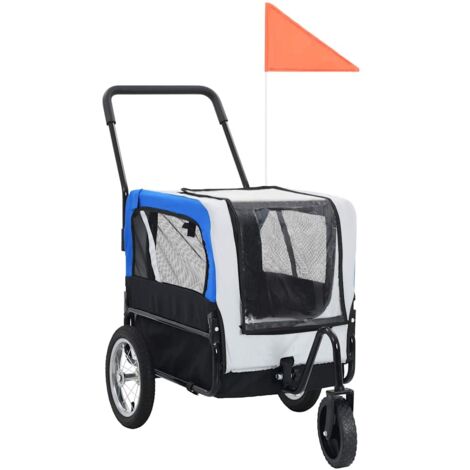 vidaXL Remorque de vélo pour chiens et poussette 2-en-1 gris et bleu (1/5)
