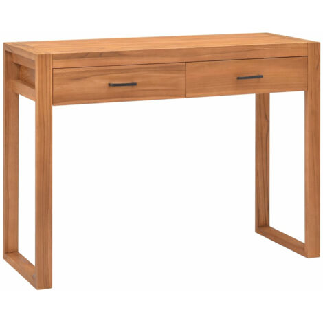 vidaXL Bureau avec 2 tiroirs 100x40x75 cm Bois de teck (1/5)