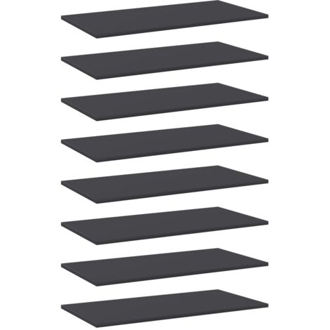 vidaXL Panneaux de bibliothèque 8 pcs Gris 80x40x1,5 cm Aggloméré
