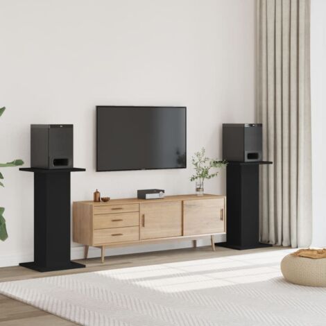 vidaXL Supports de haut-parleurs 2 pcs noir bois d'ingénierie