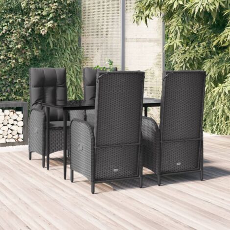 vidaXL Ensemble à manger de jardin coussins 5pcs Noir Résine tressée (1/5)