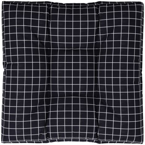 vidaXL Coussin de palette motif à carreaux noir 70x70x12 cm tissu
