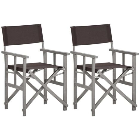 vidaXL Chaises de metteur en scène lot de 2 Bois massif d'acacia