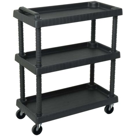 vidaXL Chariot à outils d'atelier 3 niveaux Noir 75x37,5x92 cm PP (1/5)