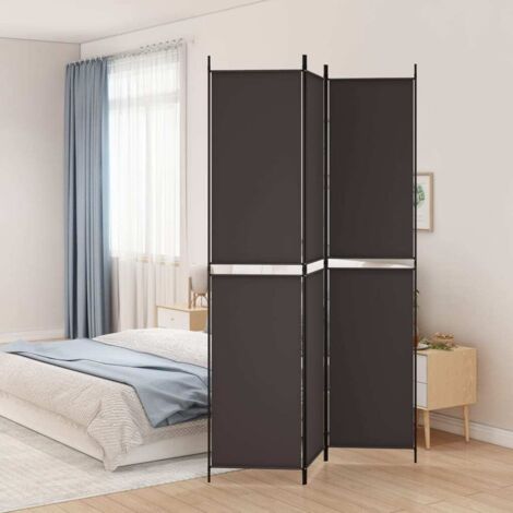 vidaXL Cloison de séparation 3 panneaux Marron 150x220 cm Tissu