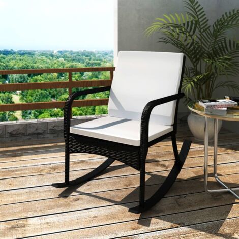 vidaXL Chaise à bascule d'extérieur Noir Résine tressée (1/4)