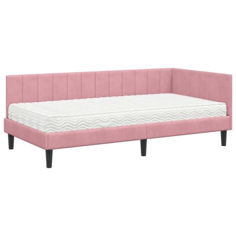 Cadre de lit d'angle avec matelas 2 pcs Gris Velours vidaXL (1/5)