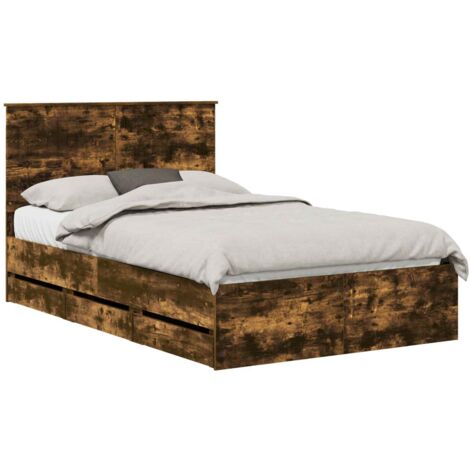 vidaXL Cadre de lit Chêne fumé 120 x 190 cm Bois Ingénierie (1/5)