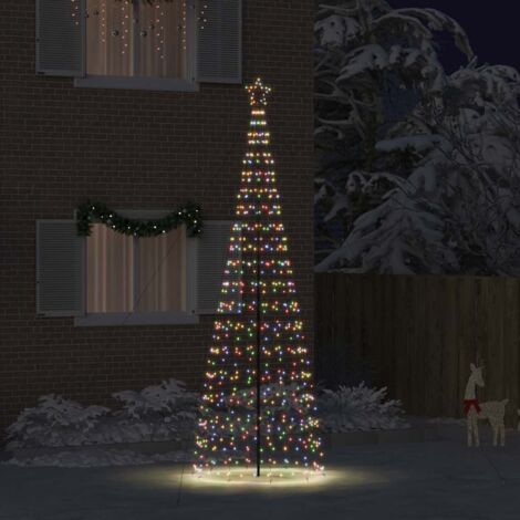 vidaXL Arbre de Noël LED avec piquets au sol Multicolore 400 cm Fer