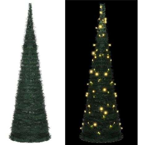 vidaXL Sapin de Noël with LED String Lights Vert 150 x 150 cm PVC (1/5)