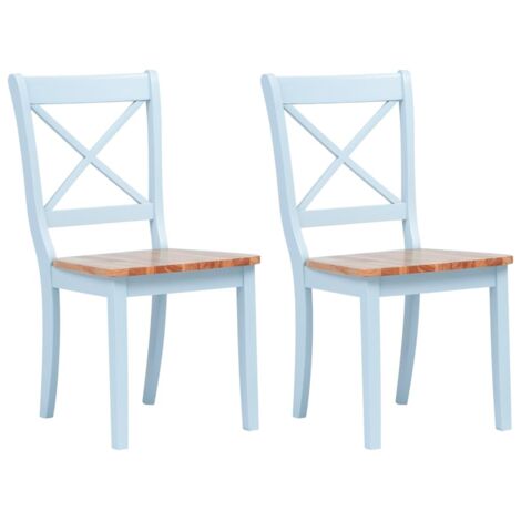 Chaises à manger lot de 2 gris/bois clair bois d'hévéa massif (1/5)