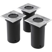Vidaxl – Spot encastrable extérieur sol – Lot de 3 – Acier inoxydable et aluminium – Diffuseur en verre trempé – Indice de protection IP65
