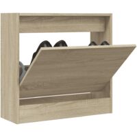 Vidaxl – Armoire à chaussures chêne sonoma 60x21x57 cm – Bois d'ingénierie – 1 tiroir rabattable – Design compact pour petits espaces