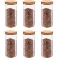 Vidaxl – Lot de 6 pots de conservation en verre 1100ml – Couvercle en liège pour conservation optimale – Transparent et durable